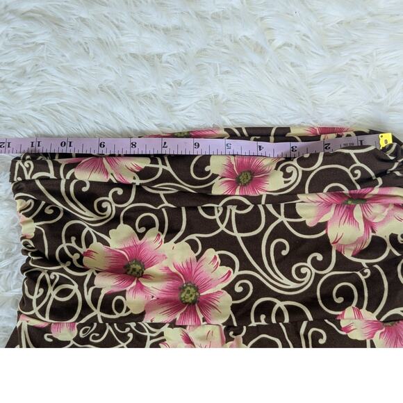 Vintage Y2K Floral A-Line Skirt Brown Pink Swirl 2000s Indie Boho Fairycore - Picture 7 of 12